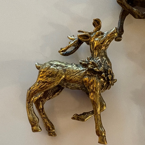 Vintage MCM Elegant Gold Brass Reindeer Wall Decor Set -3 Hollywood Regency - Picture 2 of 8